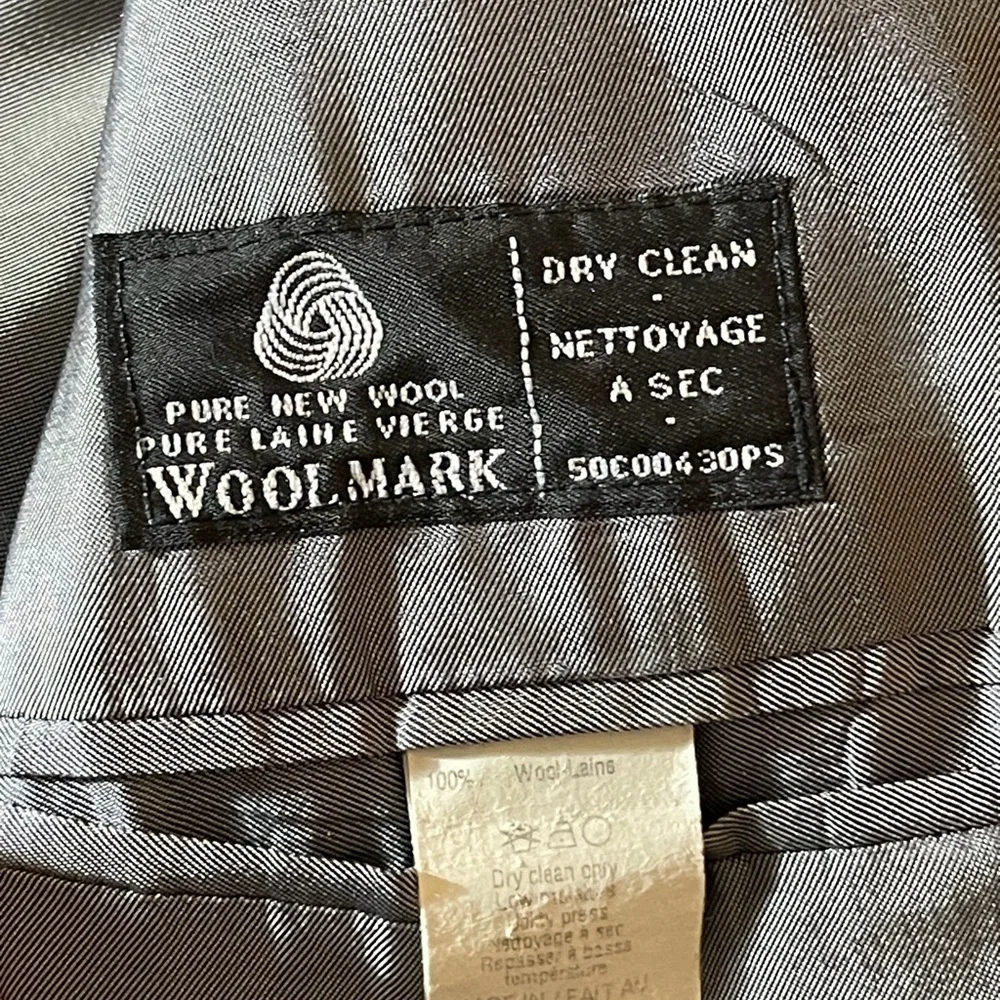 Vintage Black 100% Men's Wool Blazer Jacket Woolmark Made In Canada 42R